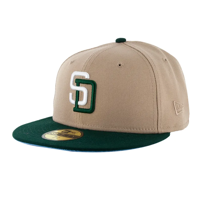 New Era x Billion Creation x Rally Caps 59Fifty San Diego Padres Sundays Camel Khaki White Dark Green Fitted Hat - Billion Creation Exclusive