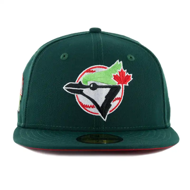 New Era 59Fifty Toronto Blue Jays Meridian Fitted Hat Dark Green White Scarlet Red