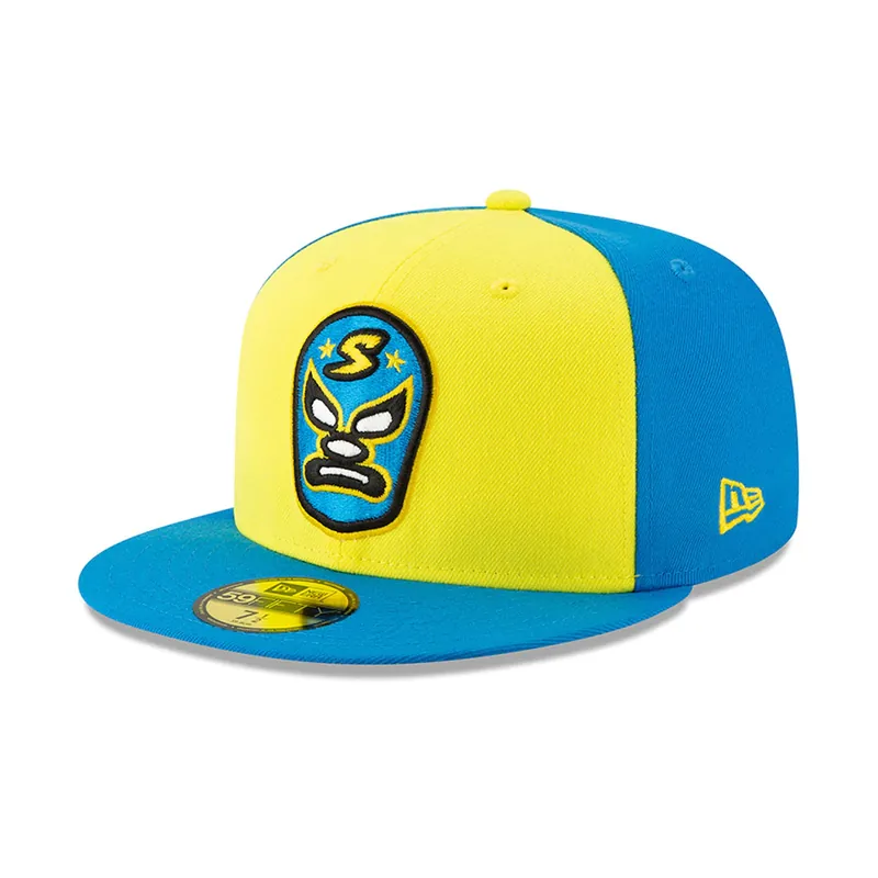 New Era 59Fifty Dorados De Sacramento River Cats Copa de la Diversion Fitted Hat Blue Yellow