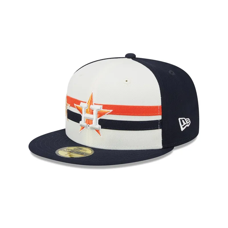 New Era 59Fifty Houston Astros Official 2024 All-Star Game Workout Fitted Hat Chrome White Dark Navy Blue