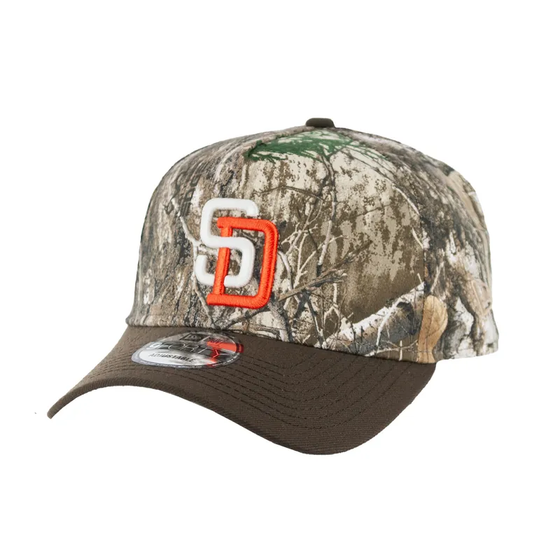 New Era 9Forty San Diego Padres Gwynn A-Frame Snapback Hat Realtree Camouflage White Orange Brown