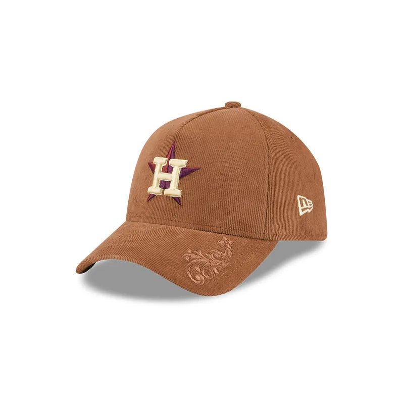 New Era 9Forty Houston Astros Ornamental Cord A-Frame Adjustable Snapback Hat Toasted Peanut