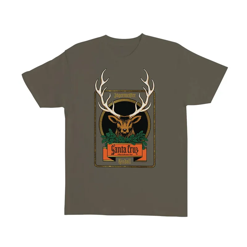 Santa Cruz Jägermeister Kendall Deer Front Short Sleeve T-Shirt Olive Green