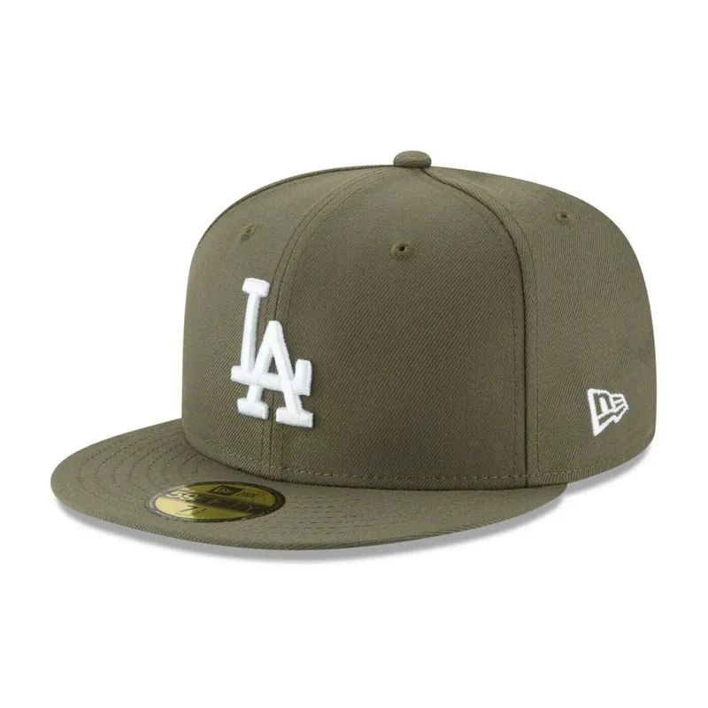 New Era 59Fifty Los Angeles Dodgers New Olive Green White Fitted Hat