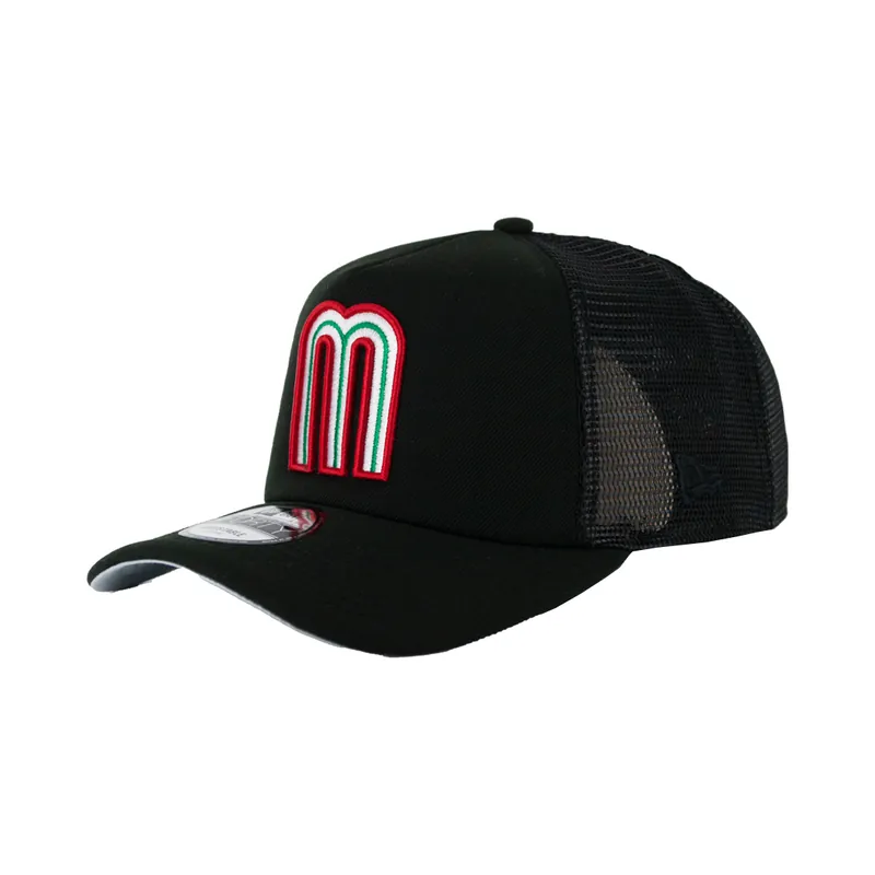 New Era 9Forty Mexico Mesh Trucker Adjustable A-Frame Snapback Hat Black