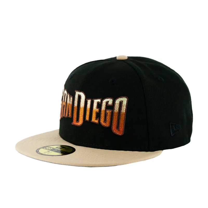 New Era 59Fifty San Diego Padres The Closer Fitted Hat Black Gradient Orange – Vegas Gold - Billion Creation Exclusive
