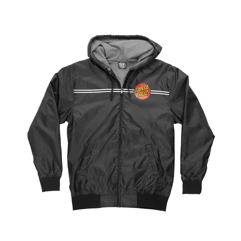 Santa Cruz Dot Hooded Windbreaker Jacket Black