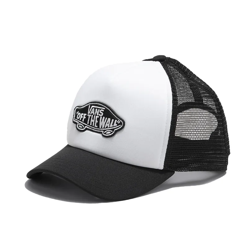Vans Classic Patch Curved Bill Mesh Trucker Adjustable Snapback Hat Black White