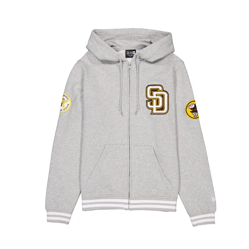 New Era San Diego Padres Logo Select Pullover Zip Hoodie Heather Gray White