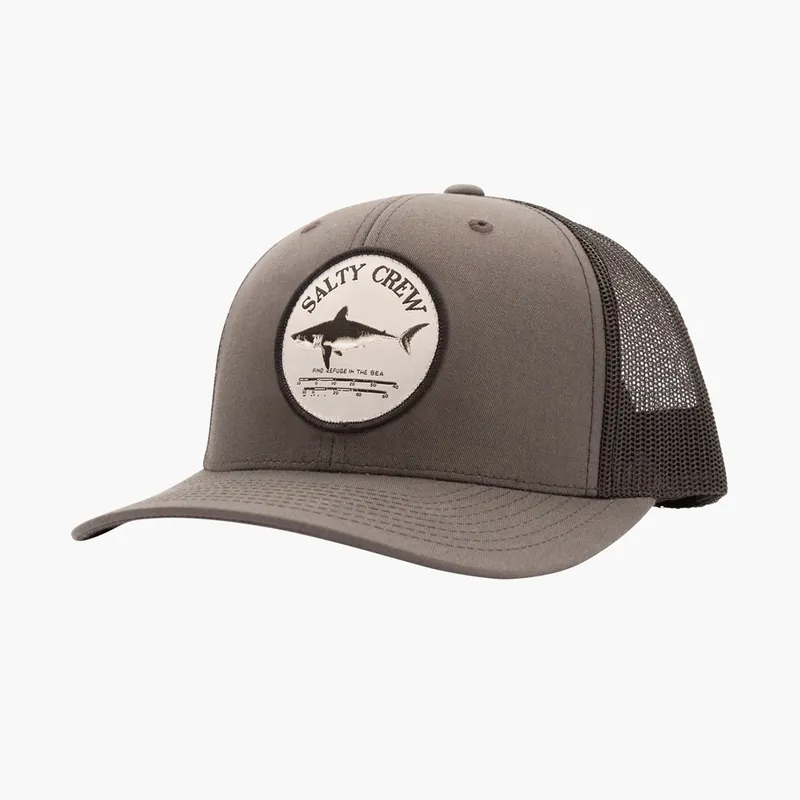 Salty Crew Bruce Retro Trucker Snapback Hat Charcoal Black