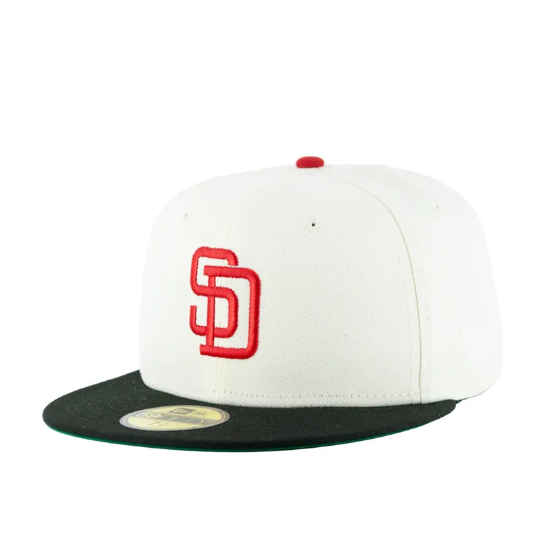 New Era 59Fifty San Diego Padres Aux Pack Track 2 Fitted Hat Chrome White Red Black - Billion Creation