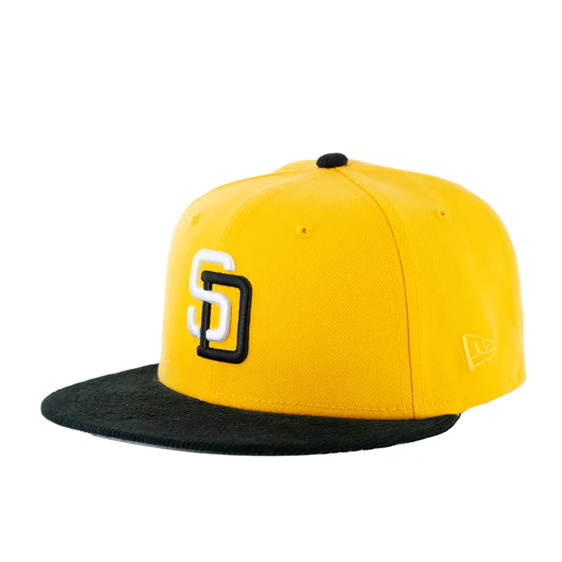 New Era 59Fifty San Diego Padres Aux Pack Track 1 Fitted Hat Gold White Black - Billion Creation