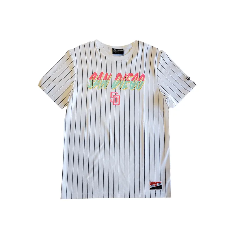 New Era San Diego Padres City Connect Short Sleeve T-Shirt Pinstripe White