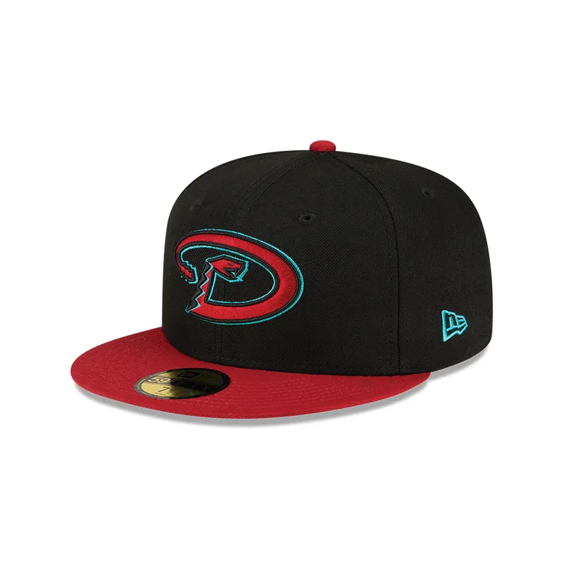 New Era 59Fifty Arizona Diamondbacks Road Authentic Collection On Field Fitted Hat Black Red - MLB Authentic Collection 59FIFTY On Field