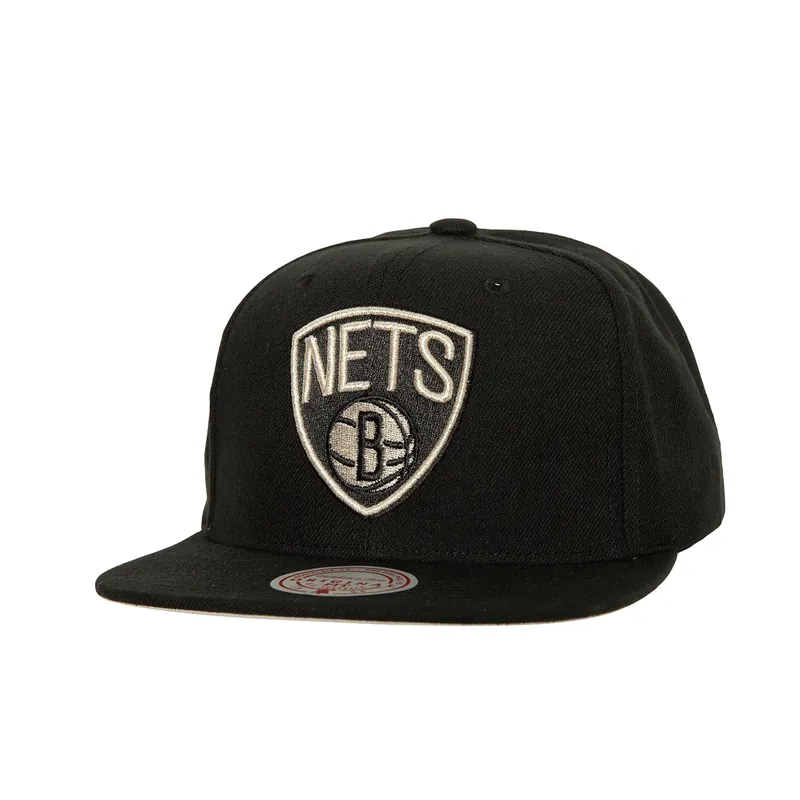 Mitchell & Ness Brooklyn Nets Watch Me Shine Adjustable Snapback Hat Black