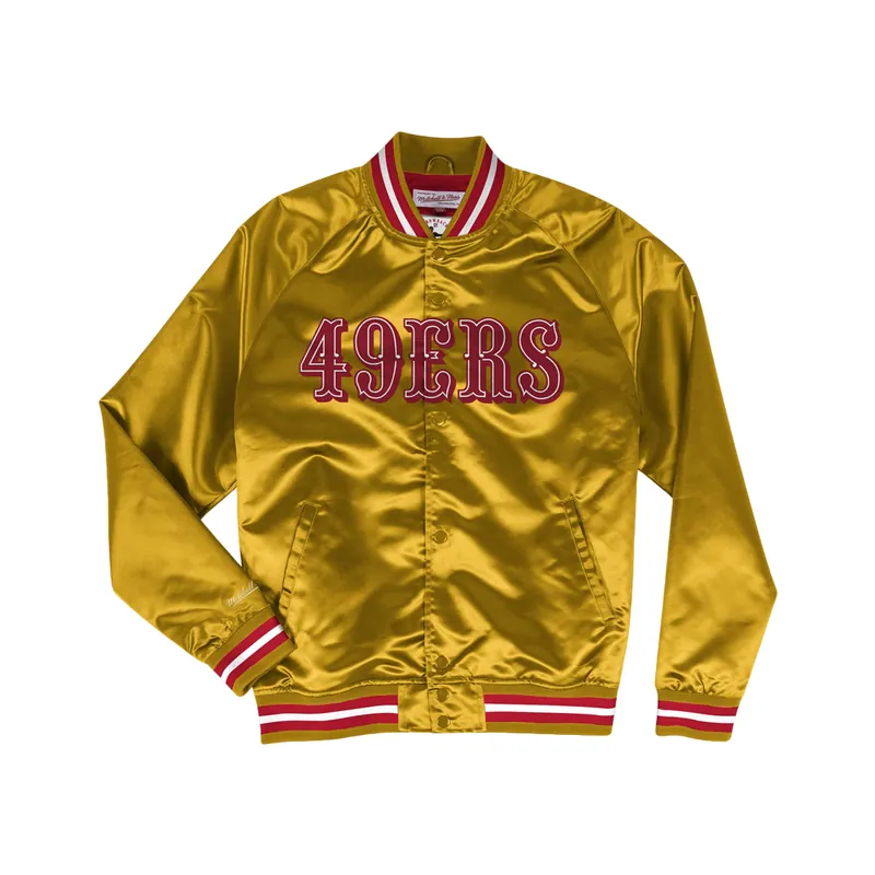 Mitchell & Ness San Francisco 49ers Lightweight Satin Jacket Gold Red