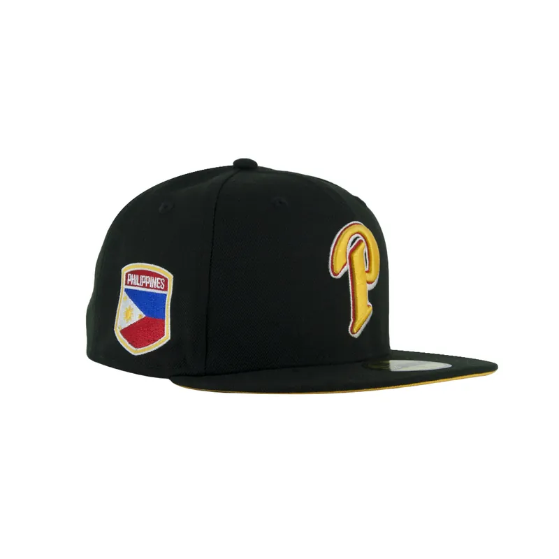 New Era x Billion Creation x Rally Caps 59Fifty San Diego Padres PHILIPPINES P Logo Black Gold Fitted Hat