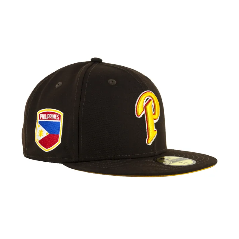 New Era x Billion Creation x Rally Caps 59Fifty San Diego Padres PHILIPPINES P Logo Fitted Hat Burnt Wood Brown Gold