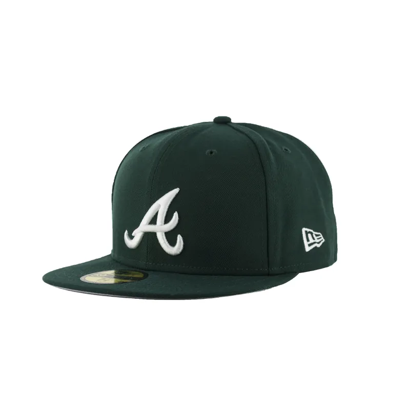 New Era 59Fifty Atlanta Braves Fitted Hat Dark Green White