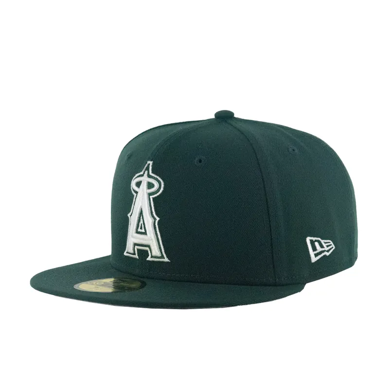 New Era 59Fifty Los Angeles Angels Evergreen Fitted Hat Dark Green White