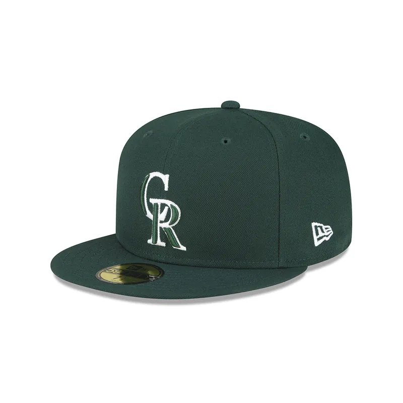 New Era 59Fifty Colorado Rockies Fitted Hat Dark Green White - MLB Authentic Collection 59FIFTY On Field