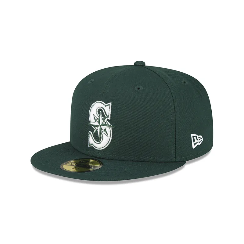 New Era 59Fifty Seattle Mariners Fitted Hat Dark Green White