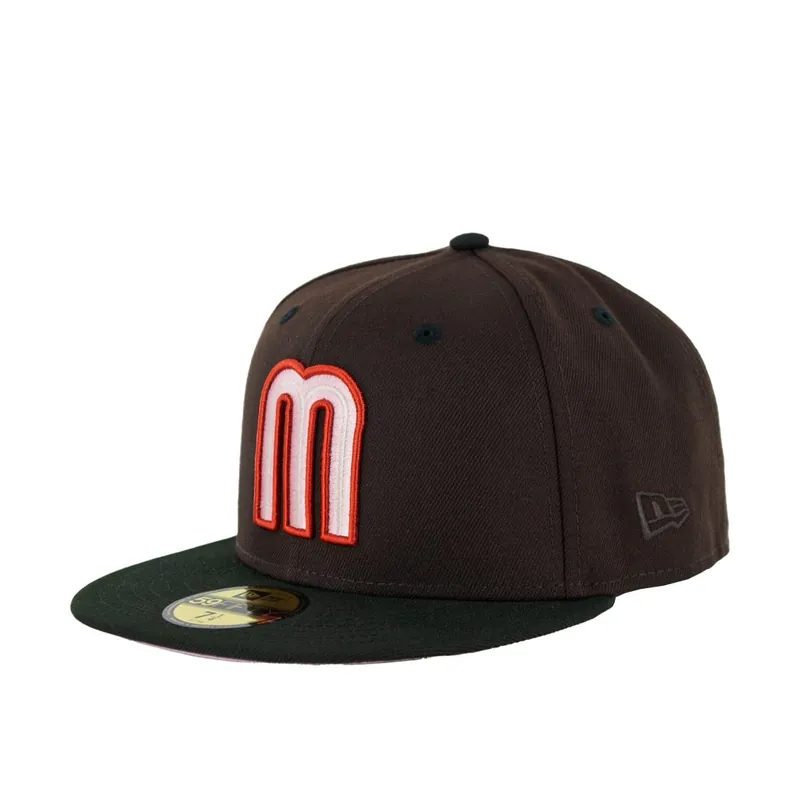 New Era 59Fifty Mexico Mocha Pinky Two Tone Fitted Hat Burnt Wood Brown Pink Black - Billion Creation