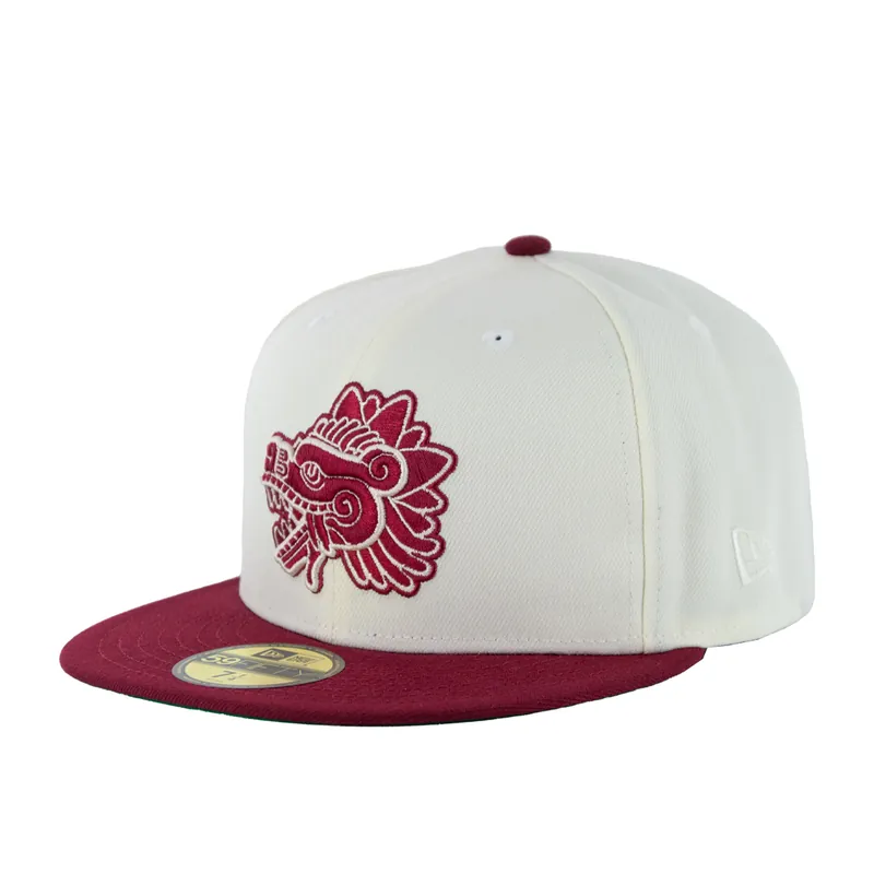 New Era 59Fifty Mexico Kukulkan Two Tone Fitted Hat Chrome White Cardinal Red - Billion Creation