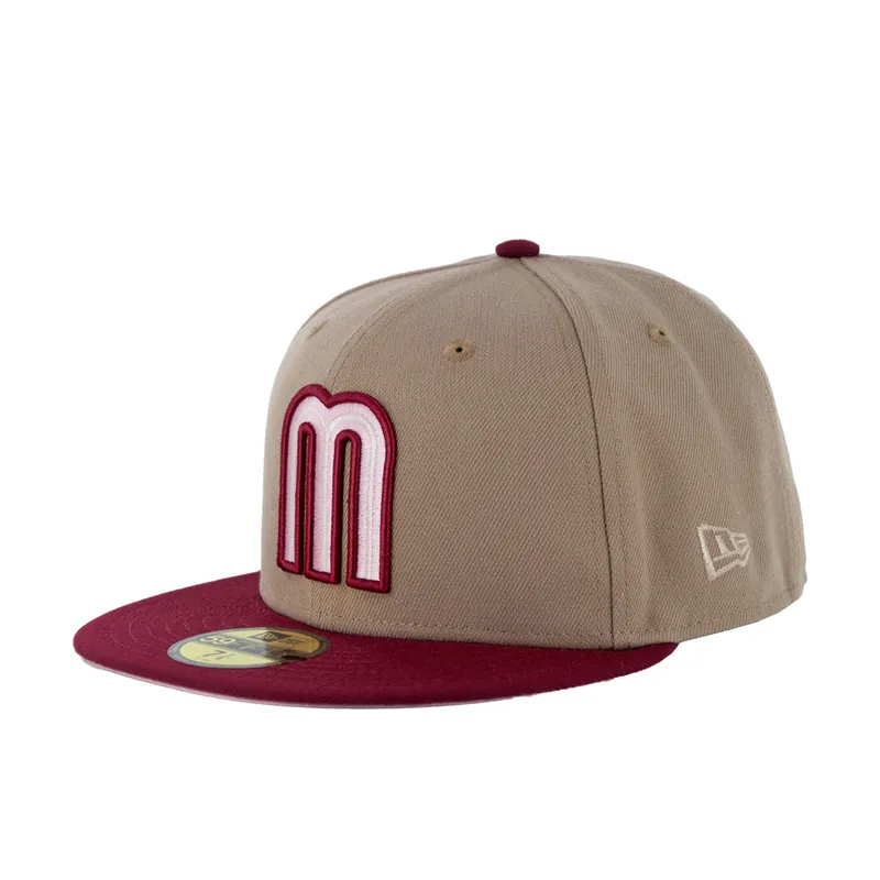 New Era 59Fifty Mexico Strawberry Shortcake Two Tone Fitted Hat Camel Cardinal Red Pink - Billion Creation