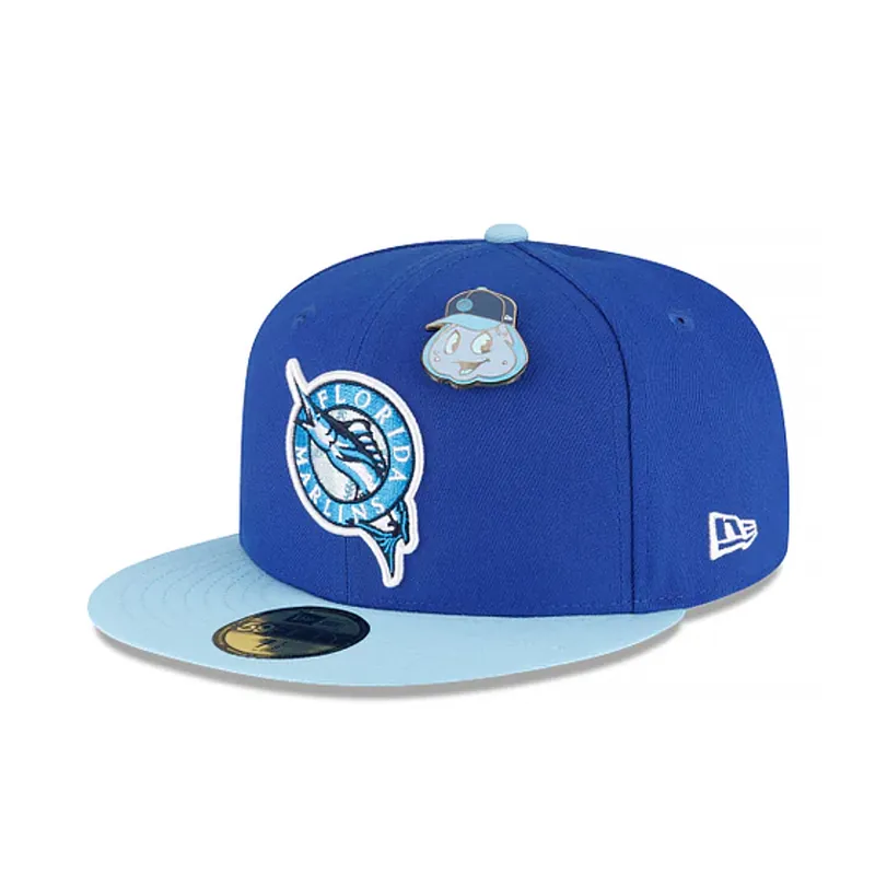 New Era 59Fifty Florida Marlins The Elements Water Fitted Hat Doscientos Blue Majestic Blue - Collections