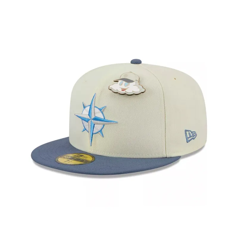 New Era 59Fifty Seattle Mariners The Elements Air Fitted Hat Chrome White Slate Blue - Collections