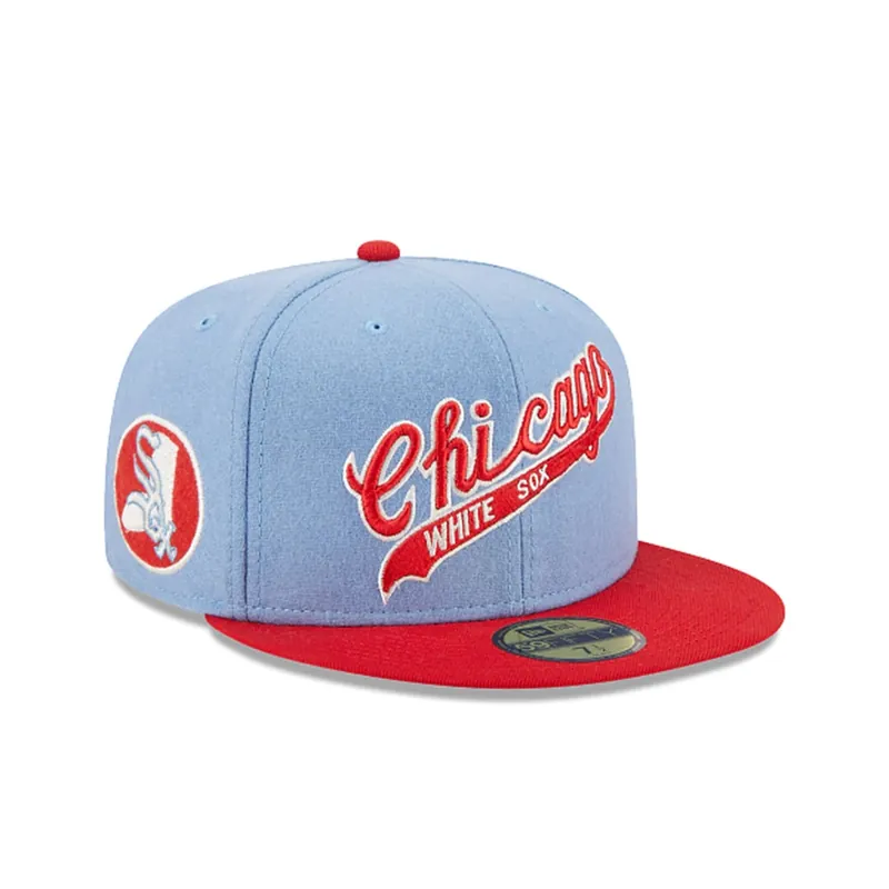 New Era 59Fifty Chicago White Sox Powder Blues Fitted Hat Sky Blue Red White - Collections
