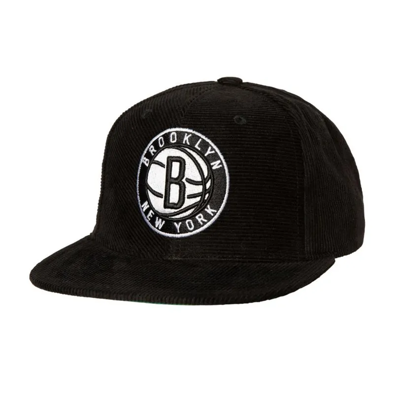 Mitchell & Ness Brooklyn Nets All Directions Corduroy Adjustable Snapback Hat Black