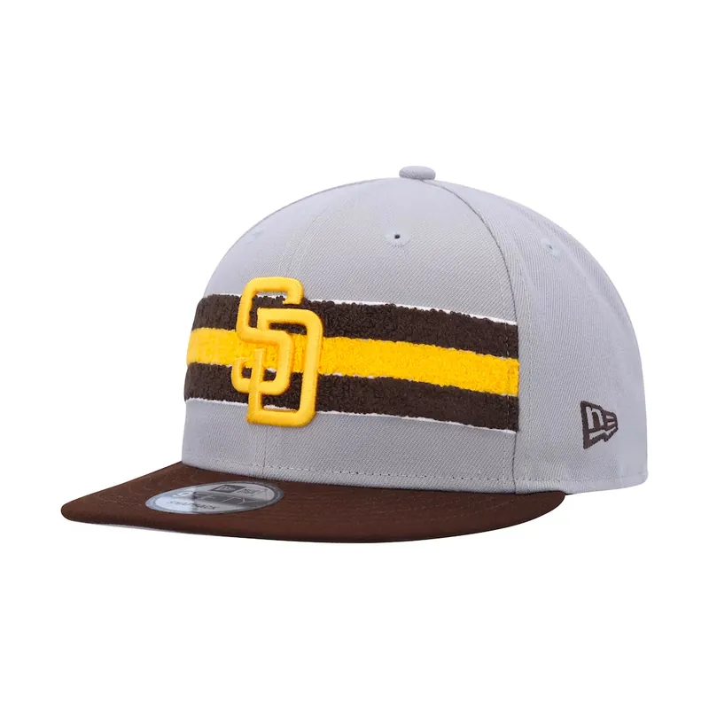 New Era 9Fifty San Diego Padres Band Lift Pass Collection Adjustable Snapback Hat Grey Burnt Wood Brown