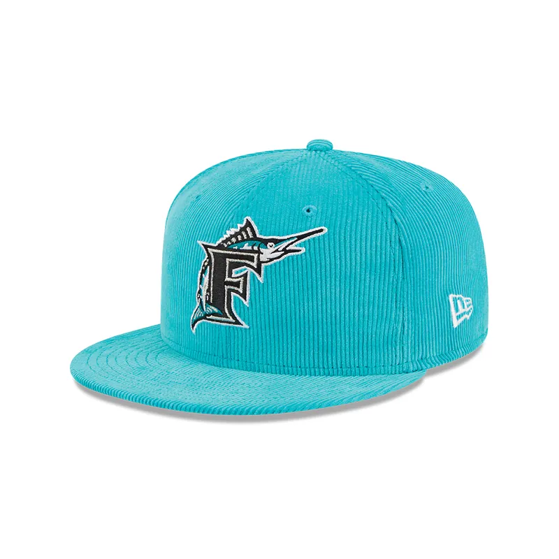 New Era 59Fifty Florida Marlins Throwback Corduroy Dark Teal Fitted Hat