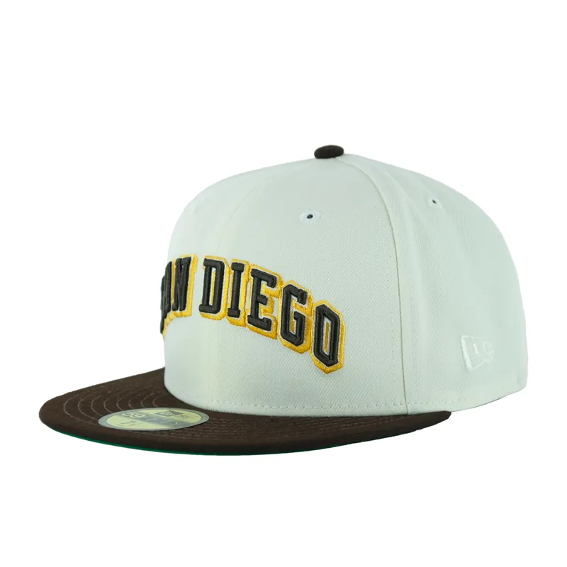 New Era 59Fifty San Diego Padres Redemption Fitted Hat Chrome White Burnt Wood Brown Gold - Billion Creation
