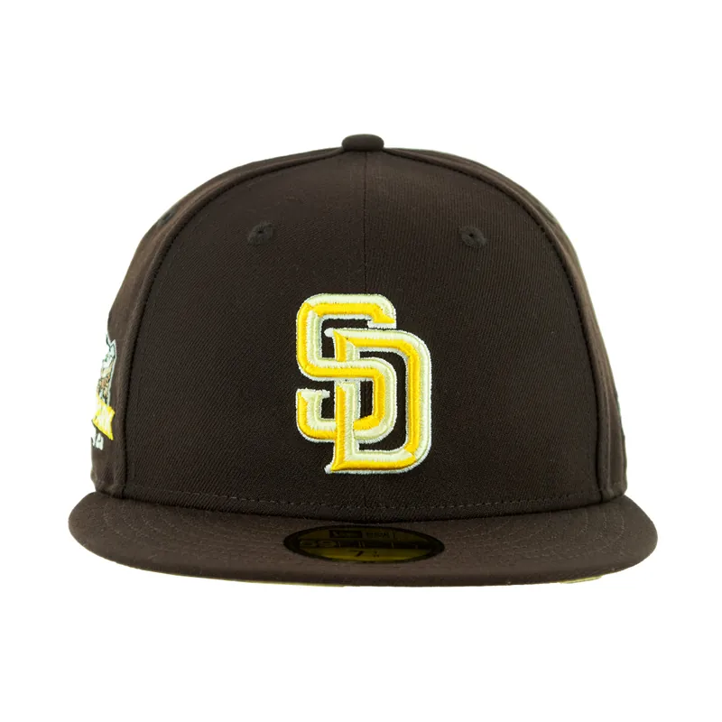 New Era 59Fifty San Diego Padres Bevel Fitted Hat Burnt Wood Brown Gold - Billion Creation