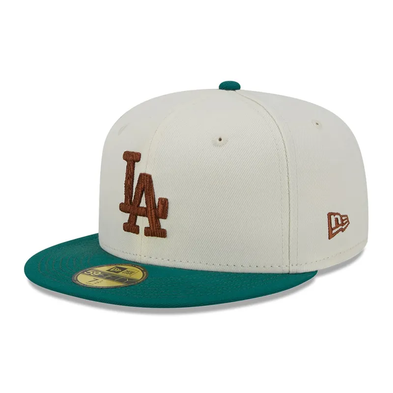 New Era 59Fifty Los Angeles Dodgers Camp Chrome Fitted Hat White Green