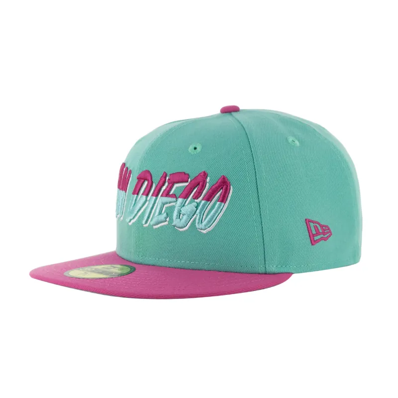New Era x Billion Creation 59Fifty San Diego Padres BC Connect Wild Side Fitted Hat Clear Mint Beetroot Purple