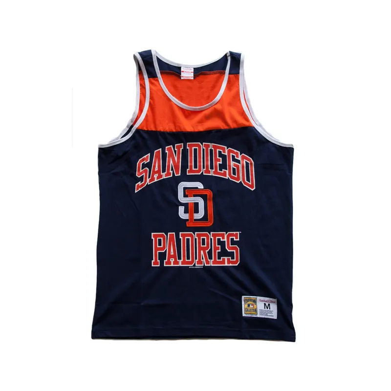 Mitchell & Ness San Diego Padres Heritage Color Blocked Tank Top Navy Orange