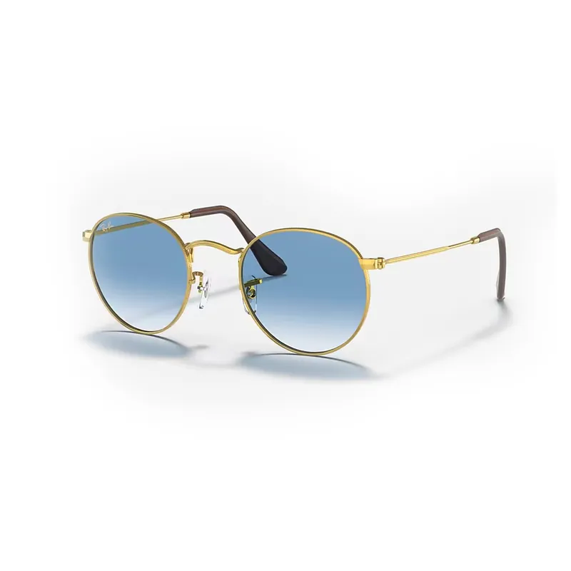 Ray-Ban Round Metal Sunglasses Arista Gold Gradient Blue