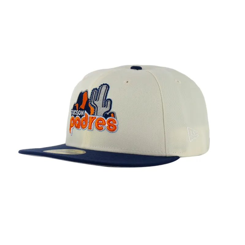 New Era x Billion Creation 59Fifty Tucson Padres Gwynn Fitted Hat Light Navy Chrome White Orange