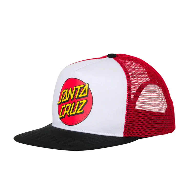 Santa Cruz Classic Dot Trucker Snapback Hat Red White Black