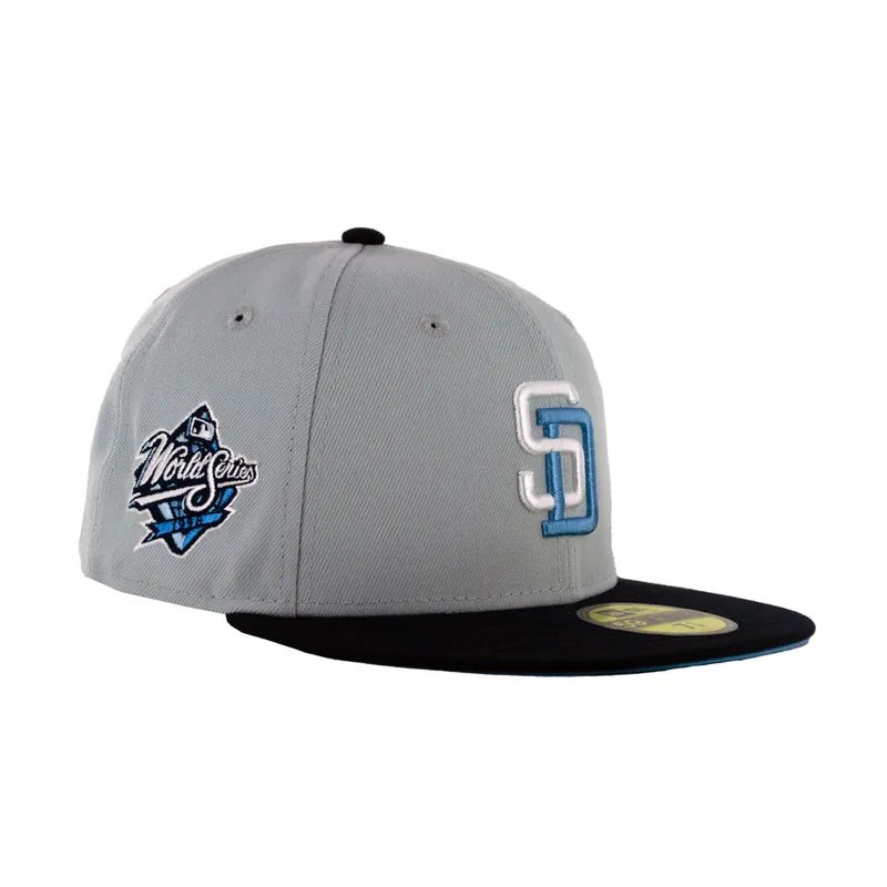 New Era 59Fifty San Diego Padres Grey Icy Fitted Hat Snow Gray White Sky Blue - Billion Creation
