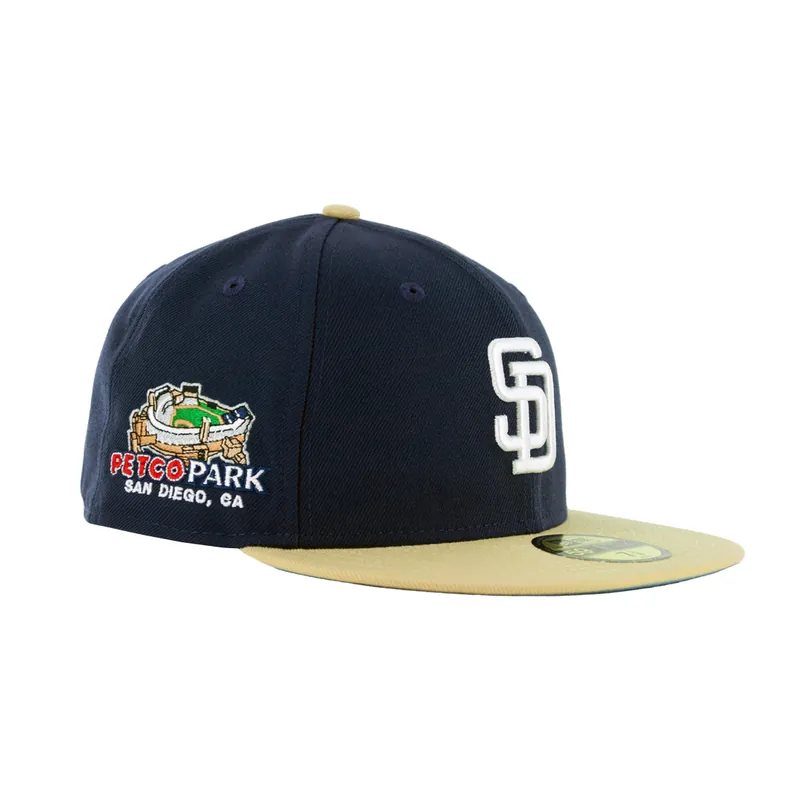 New Era 59Fifty San Diego Padres ’04 Fitted Hat Light Navy White Vegas Gold - Billion Creation