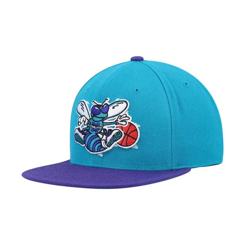 Mitchell & Ness Charlotte Hornets Two Tone 2.0 Snapback Hat Dark Teal Purple
