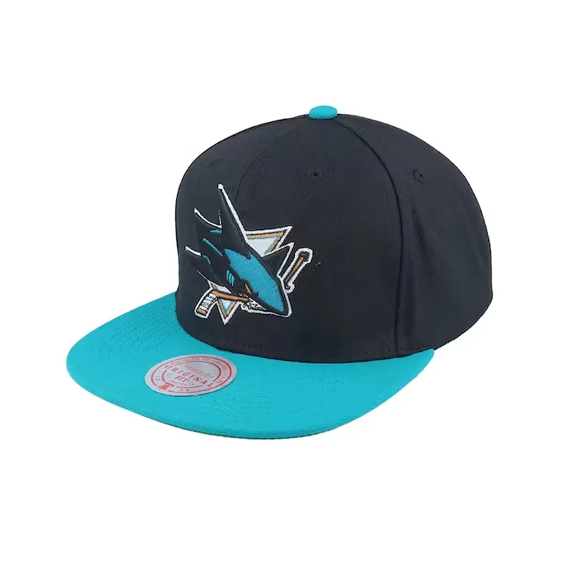 Mitchell & Ness San Jose Sharks Two Tone 2.0 Snapback Hat Black Dark Teal