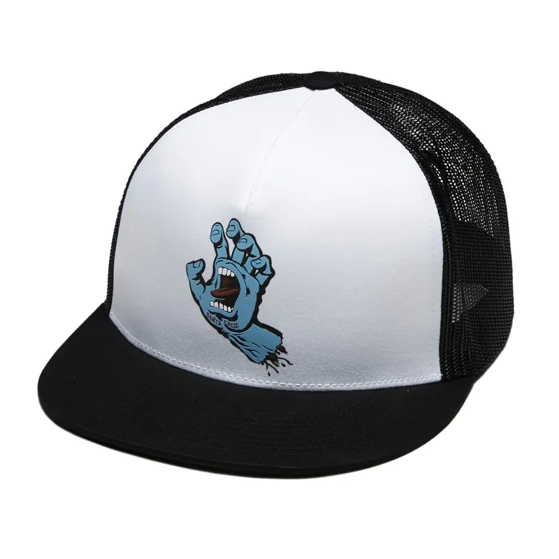 Santa Cruz Screaming Hand Front Mesh Trucker Hat White Black