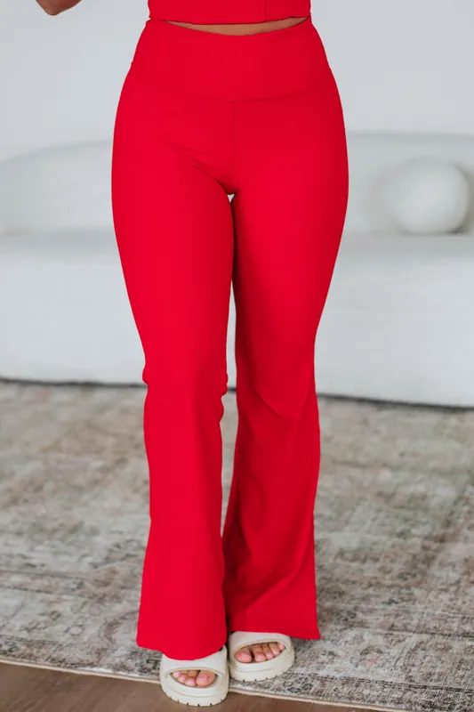 Zinia Ribbed Flare Leggings - Heatwave