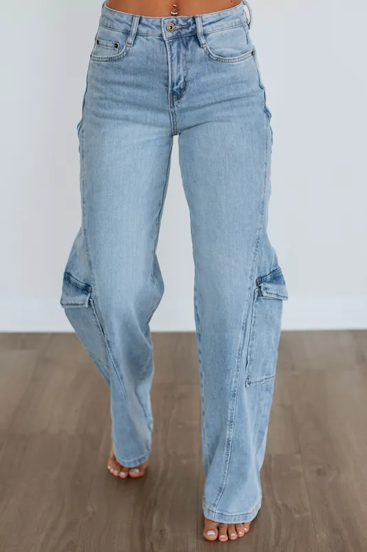 Kaycee Mica Cargo Jeans - Mica Denim